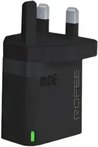 Rofee Smart & Fast Dual Port USB-A&C 30W Wall Gan Charger W/O Cable 3Pin RG-130 Black